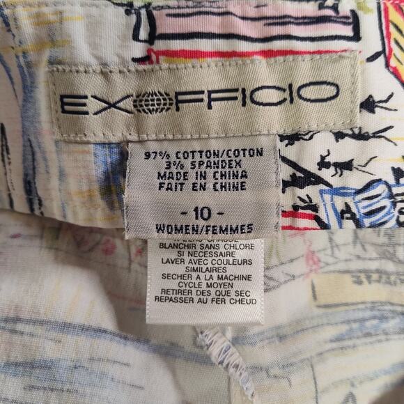 Exofficio Italy All Over Print Map Drawing Travel Italian Capri Pants Size 10 - Picture 3 of 11